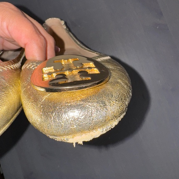Tory Burch Gold leather ballerina flats - Picture 7 of 10